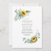 Boho Sunflower Eukalyptus Celebration of Life Invi Einladung (Vorderseite)