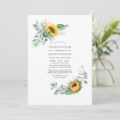 Boho Sunflower Eukalyptus Celebration of Life Invi Einladung (Stehend Vorderseite)