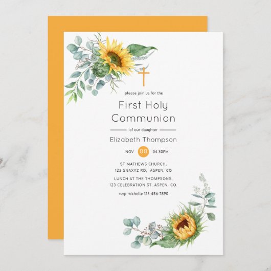 Boho Sunflower Eukalyptus Heilige Kommune Einladung (Vorne/Hinten)