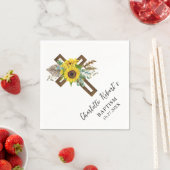 Boho Sunflower & Eukalyptus Rustikale Kreuztaufe Serviette (Beispiel)