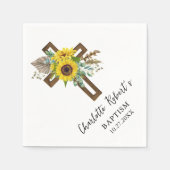 Boho Sunflower & Eukalyptus Rustikale Kreuztaufe Serviette (Vorderseite)