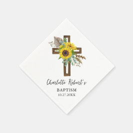 Boho Sunflower & Eukalyptus Rustikale Kreuztaufe Serviette