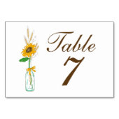 Boho Sunflower Fall Country Gelbe Blumenhochzeit Tischnummer (Vorderseite)