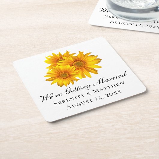 Boho Sunflower Floral Wedding Party Rechteckiger Pappuntersetzer (angewinkelt)