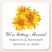 Boho Sunflower Floral Wedding Party Rechteckiger Pappuntersetzer (Vorderseite)