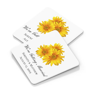 Boho Sunflower Floral Wedding Party Rechteckiger Pappuntersetzer
