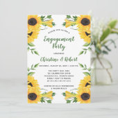 Boho Sunflower | Green Engagement Party Einladung (Stehend Vorderseite)