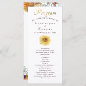 Boho Sunflower Hochzeitsprogramm Blumengold Drehbu Programm (Vorne/Hinten)