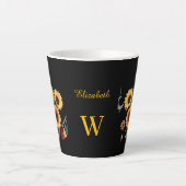 Boho Sunflower Individuelle Name Blumengeschenk Sc Milchtasse (Vorderseite)