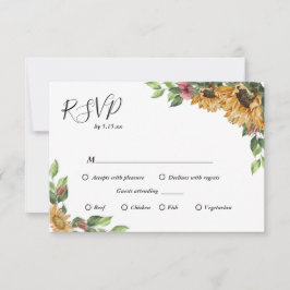 Boho Sunflower Menü Auswahl RSVP-Karte Hochzeit RSVP Karte