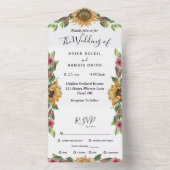 Boho Sunflower Menü Auswahl UAWG Wedding All In One Einladung (Innen Boden)