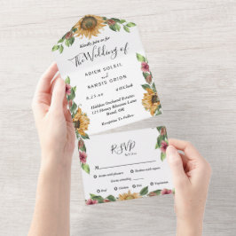Boho Sunflower Menü Auswahl UAWG Wedding All In One Einladung