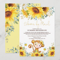 Boho Sunflower Monkey Babydusche per Mail
