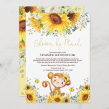 Boho Sunflower Monkey Babydusche per Mail