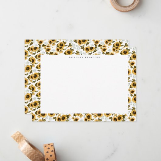Boho Sunflower-Muster Mitteilungskarte (Vorderseite/Rückseite Beispiel)