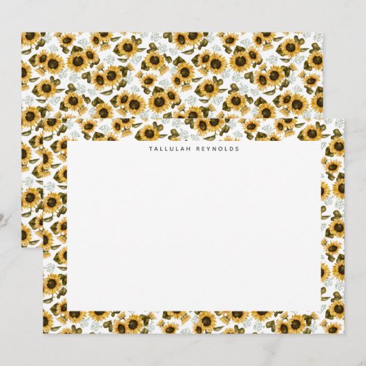 Boho Sunflower-Muster Mitteilungskarte (Vorne/Hinten)