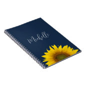 Boho Sunflower Navy Blauer Elegant Personalisiert Notizblock (Rechte Seite)