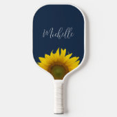 Boho Sunflower Navy Blauer Elegant Personalisiert Pickleball Schläger (Vorderseite)
