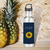 Boho Sunflower Navy Edelstahlflasche