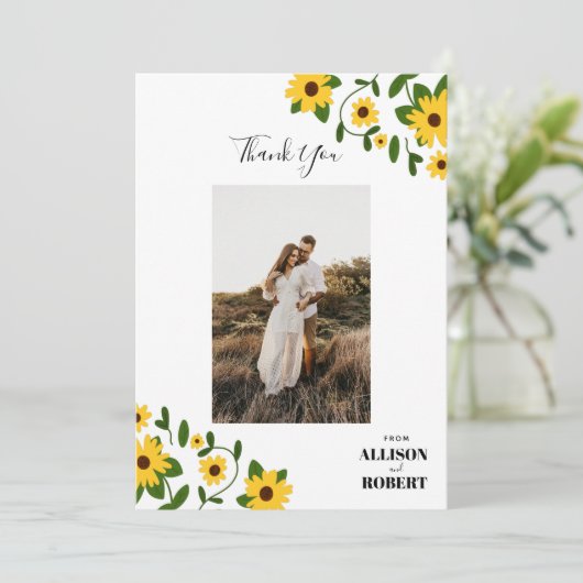 Boho Sunflower Patch Vielen Dank Karte (Stehend Vorderseite)