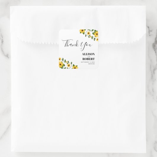 Boho Sunflower Patch Wedding Sticker (Tasche)