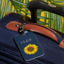 Boho Sunflower Personalisiert Elegant Navy Blue