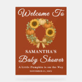 Boho Sunflower Pumpkin Wreath Fall Baby Dusche Acrylschild (Vorderseite)