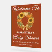 Boho Sunflower Pumpkin Wreath Fall Baby Dusche Acrylschild (Winkel)