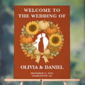 Boho Sunflower Pumpkin Wreath Hochzeit im Herbst Acrylschild (Neutral)