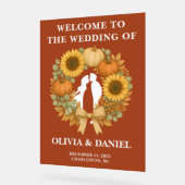 Boho Sunflower Pumpkin Wreath Hochzeit im Herbst Acrylschild (Winkel)