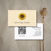 Boho Sunflower QR code Rustic Interior Designer  Visitenkarte