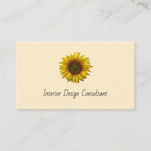 Boho Sunflower QR code Rustic Interior Designer  Visitenkarte (Vorderseite)