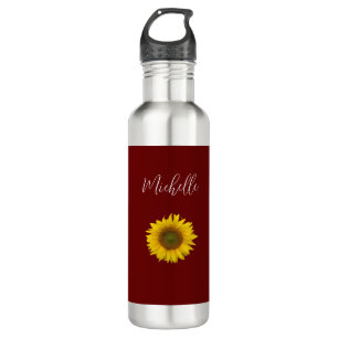 Boho Sunflower Red Simple Floral Edelstahlflasche