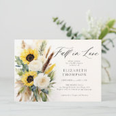 Boho Sunflower Rose Pampas Rustikales Brautparty Einladung (Stehend Vorderseite)