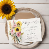 Boho Sunflower Rose Peony Pampas Engagement Party Einladung