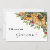 Boho Sunflower Rustic Trauzeuge Vorschlagskarte Einladung (Vorderseite)