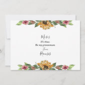 Boho Sunflower Rustic Trauzeuge Vorschlagskarte Einladung (Rückseite)