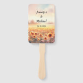 Boho Sunflower Rustic Watercolor Country Wedding Fächer (Vorderseite)
