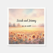 Boho Sunflower Rustic Watercolor Country Wedding Serviette (Vorderseite)