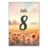 Boho Sunflower Rustic Watercolor Country Wedding Tischnummer (Vorderseite)