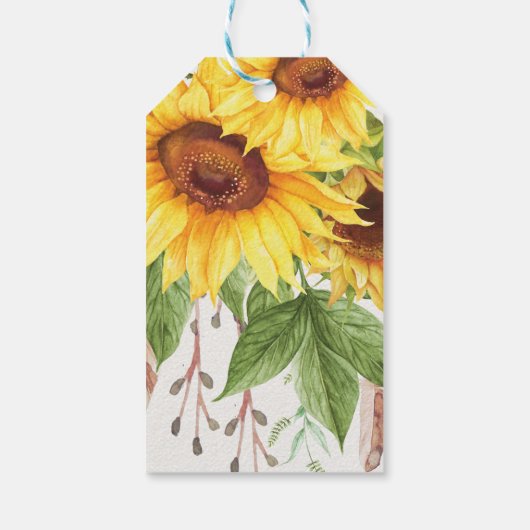 Boho Sunflower Rustic Watercolor Dreamcatcher Geschenkanhänger (Rückseite)