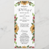 Boho Sunflower Rustic Wedding Brautparty Flat Programm (Vorderseite)