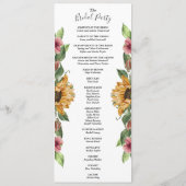 Boho Sunflower Rustic Wedding Brautparty Flat Programm (Rückseite)