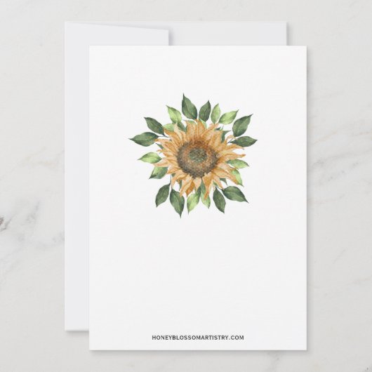 Boho Sunflower Rustic Wildblume Monogram Wedding Einladung (Rückseite)