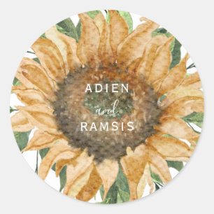 Boho Sunflower Rustic Wildblume Wedcker Runder Aufkleber