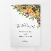 Boho Sunflower Rustic Wildblume Wedding Dreifach Gefaltete Einladung (Cover)