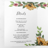 Boho Sunflower Rustic Wildblume Wedding Dreifach Gefaltete Einladung (Innen Erste Seite)