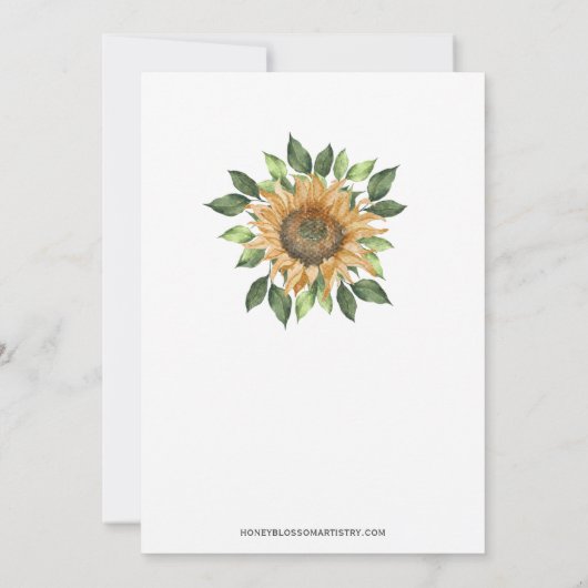 Boho Sunflower Rustic Wildblume Wedding Einladung (Rückseite)