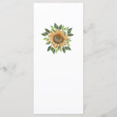 Boho Sunflower Rustic Wildblume Wedding Flat Menu Menükarte (Rückseite)