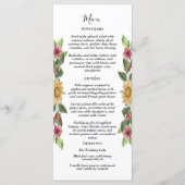 Boho Sunflower Rustic Wildblume Wedding Flat Menu Menükarte (Vorderseite)